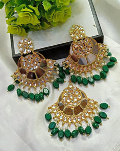 Shesha  kundan  Earring tikka  Big size  A one quality  Nine coloure