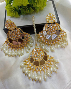 Shesha  kundan  Earring tikka  Big size  A one quality  Nine coloure