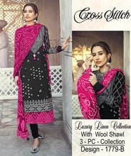 Load image into Gallery viewer, Cross stitch most super hit Code Available on Fine Quality Linen with printed linen dupatta