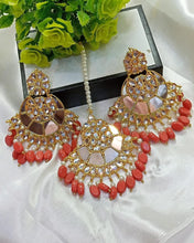Load image into Gallery viewer, Shesha  kundan  Earring tikka  Big size  A one quality  Nine coloure